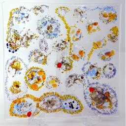 Vibrant Fused Glass Wall Art - Abstract Colorful 20x20cm Tile - thumbnail 3