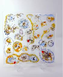 Vibrant Fused Glass Wall Art - Abstract Colorful 20x20cm Tile - thumbnail 1