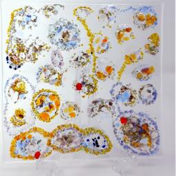 Vibrant Fused Glass Wall Art - Abstract Colorful 20x20cm Tile - thumbnail 2