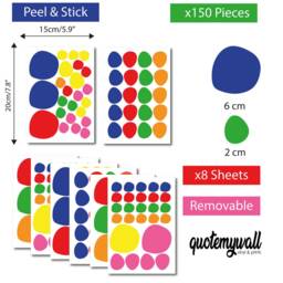 Colourful Polka Dot Wall Declas For Kids Childrens Bedroom Decor, Stickers, Rainbow Colour Stickers Removable - thumbnail 3