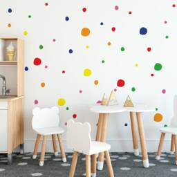 Colourful Polka Dot Wall Declas For Kids Childrens Bedroom Decor, Stickers, Rainbow Colour Stickers Removable - thumbnail 2