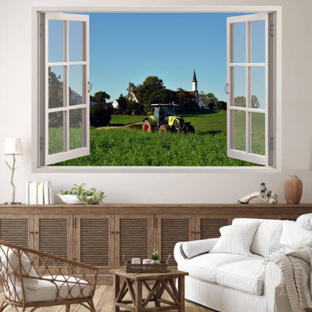 Countryside Village Fields Tractor Wall Sticker Decal Mural Poster Decor 262 - image 1