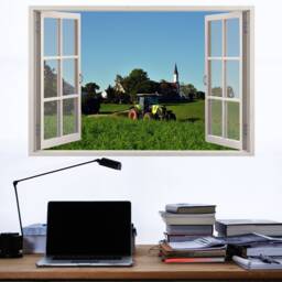 Countryside Village Fields Tractor Wall Sticker Decal Mural Poster Decor 262 - thumbnail 3