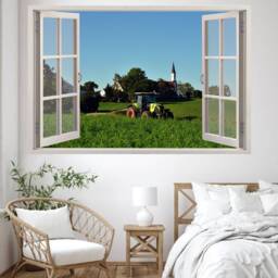 Countryside Village Fields Tractor Wall Sticker Decal Mural Poster Decor 262 - thumbnail 2