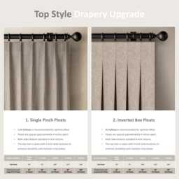 Top Style Drapery Upgrade To Custom Drapes Pinch Pleats Euro Box Top, Back Tabs Metal Grommets Header Shower Curtain - thumbnail 1