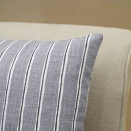 Cambridge Stripe Cushion in Soft Dove Grey. Chalk Stripe, Summer Nautical Inspired Style, 100% Sustainable Cotton. 17 - thumbnail 2