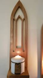 Wooden Candle Sconces - PairSolid Oak Handmade With Soft Sheen Finish .candles Not Included - thumbnail 2