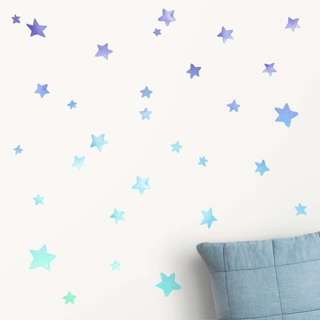 Ombre Stars Fabric Wall Decal - Watercolour Stickers Kids Room Decor - image 1