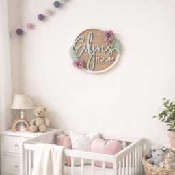 Personalised Oak Veneer Name Plaque - Custom Nursery & Bedroom Wall Decor - thumbnail 3