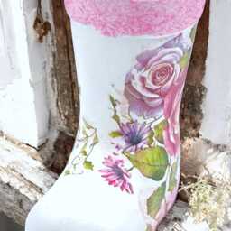 Boot Planter, Floral Mini Wellie Roses Gift, Indoor Plant Pot, Gift For Nan, Mum, Pretty Planters - thumbnail 2
