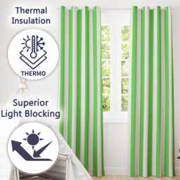 Green & White Wavy Stripe Abstract Seamless Pattern Readymade Eyelet Ring Top Thermal 100% Blackout Curtains - thumbnail 3