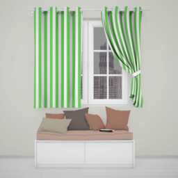 Green & White Wavy Stripe Abstract Seamless Pattern Readymade Eyelet Ring Top Thermal 100% Blackout Curtains - thumbnail 1