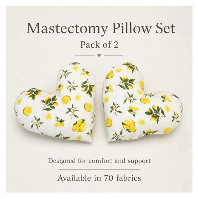 2 Pillow Set Mastectomy Lumpectomy Surgery Recovery Post Chest Heart Cushion Gift Double - image 1