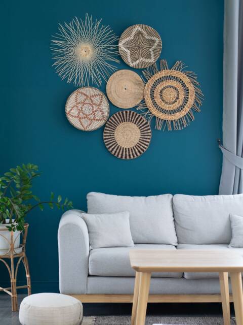 Hand Woven Seagrass Wall Decor Set, Bohemian Natural Art - Set Of 6 - image 1