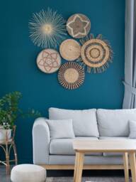 Hand Woven Seagrass Wall Decor Set, Bohemian Natural Art - Set Of 6 - thumbnail 1
