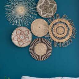 Hand Woven Seagrass Wall Decor Set, Bohemian Natural Art - Set Of 6 - thumbnail 2