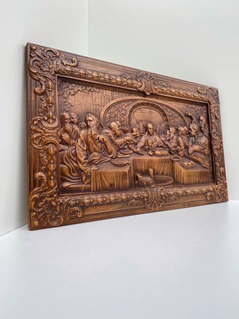 Last Supper Orthodox Icon Wood Carving, Christian Wall Art - image 1