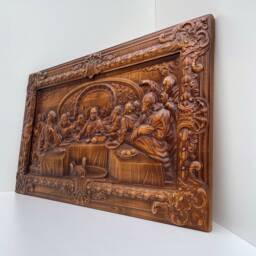 Last Supper Orthodox Icon Wood Carving, Christian Wall Art - thumbnail 3