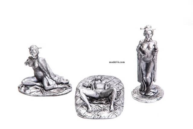 Tin 54mm Set Of 3Pcs Geisha. Japanese Womens - image 1