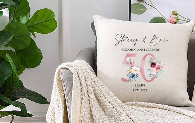 Personalised Wedding Anniversary Cushion, Ideal Wedding Gift For Her/Him, Style D??cor Cushion