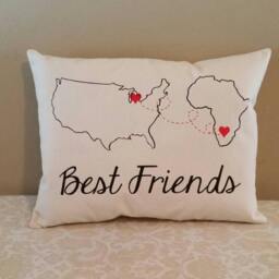 Miles Apart Map Pillow, Long Distance Gift, Country To - thumbnail 2