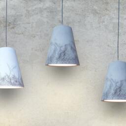 Handmade Ceramic Pendant Light Gray Concrete With Black Scratched Texture - thumbnail 4