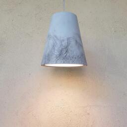 Handmade Ceramic Pendant Light Gray Concrete With Black Scratched Texture - thumbnail 2