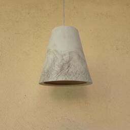 Handmade Ceramic Pendant Light Gray Concrete With Black Scratched Texture - thumbnail 3