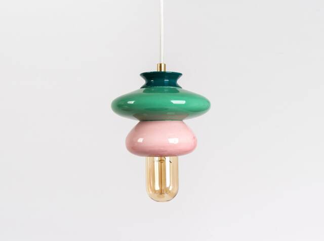 Ceiling Ceramic Lamp, Colorful Handmade Lampshade Design, Unique Light Fixture Gift - image 1
