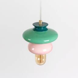 Ceiling Ceramic Lamp, Colorful Handmade Lampshade Design, Unique Light Fixture Gift - thumbnail 3