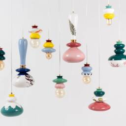 Ceiling Ceramic Lamp, Colorful Handmade Lampshade Design, Unique Light Fixture Gift - thumbnail 4