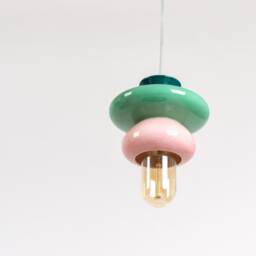 Ceiling Ceramic Lamp, Colorful Handmade Lampshade Design, Unique Light Fixture Gift - thumbnail 2