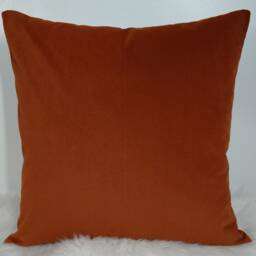 Prunella Cushion Cover Petal Teal Floral Cotton Teal & Orange Soft Beige Grey Background Backed in Rust Orange Velvet - thumbnail 2