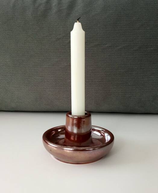 Metallic Copper Glazed Pottery Candle Holder Minimalist Palo Santo Holder - image 1