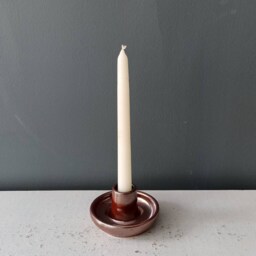 Metallic Copper Glazed Pottery Candle Holder Minimalist Palo Santo Holder - thumbnail 3