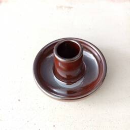Metallic Copper Glazed Pottery Candle Holder Minimalist Palo Santo Holder - thumbnail 4