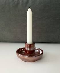 Metallic Copper Glazed Pottery Candle Holder Minimalist Palo Santo Holder