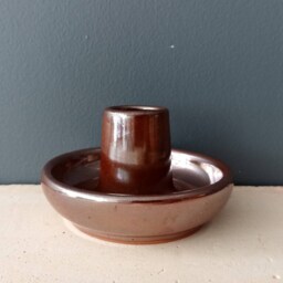 Metallic Copper Glazed Pottery Candle Holder Minimalist Palo Santo Holder - thumbnail 2