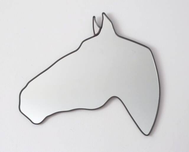 Horse Mirror Left/Handmade Wall Equestrian Cheval Pferd Caballo Modern Decor Stable Shaped Art - image 1