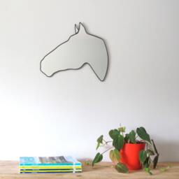 Horse Mirror Left/Handmade Wall Equestrian Cheval Pferd Caballo Modern Decor Stable Shaped Art - thumbnail 3