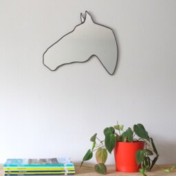 Horse Mirror Left/Handmade Wall Equestrian Cheval Pferd Caballo Modern Decor Stable Shaped Art - thumbnail 4