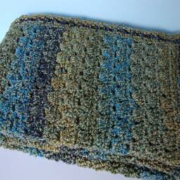 Hand Crocheted Acrylic Lap Blanket Sage Green Afghan Throw - 40x52 Inches - thumbnail 2