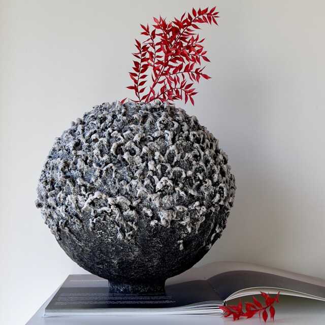 Handmade Textured Black Vase Japandi Wabi Sabi Organic Centerpiece Vessel, Sculptural Art Home Accent - image 1