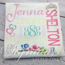 Personalized Baby Blanket, Monogramed Name Swaddle Receiving Shower Gift, Birth Announcement Blanket - thumbnail 2