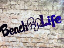 Beach Life Metal Wall Art, Living The Life, Sand & Sun, Flipflops - thumbnail 1