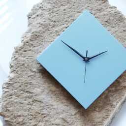 Modern Blue Diamond Wall Clock - Minimalist Home Decor Non-Ticking/Sweeping Hands - thumbnail 3