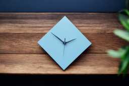 Modern Blue Diamond Wall Clock - Minimalist Home Decor Non-Ticking/Sweeping Hands - thumbnail 1