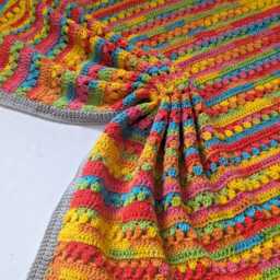 Handmade Crochet Baby Blanket Rainbow Ombre Afghan, Newborn Gift - thumbnail 3
