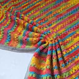 Handmade Crochet Baby Blanket Rainbow Ombre Afghan, Newborn Gift - thumbnail 2