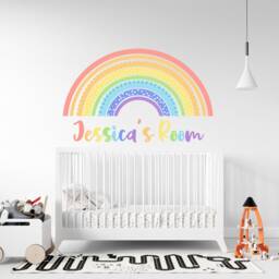 Rainbow Wall Sticker , Name Decal Gifts Personalised Art Decor Sign Playroom Decoration Unicorn Boho - thumbnail 2